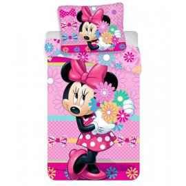 Detské licenčné obliečky Minnie s kyticou 1x70x90 cm, 1x140x200 cm